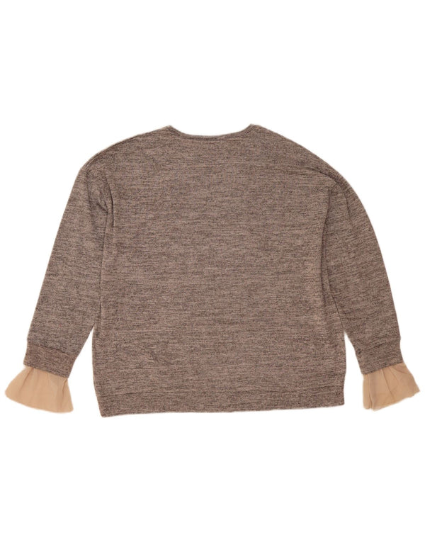 Zara Damen Sweatshirt-Pullover UK 14 Mittelgrau meliert