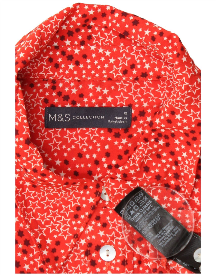 MARKS & SPENCER Damen-Hemd UK 16, großes rotes geometrisches Polyester