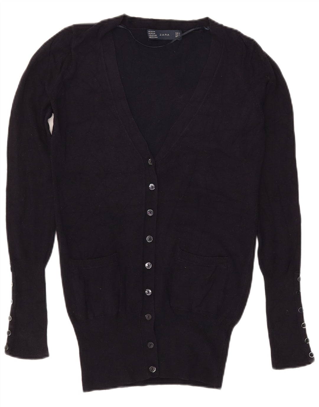 Zara Damen-Cardigan-Pullover UK 10 Small Navy Blue Rayon