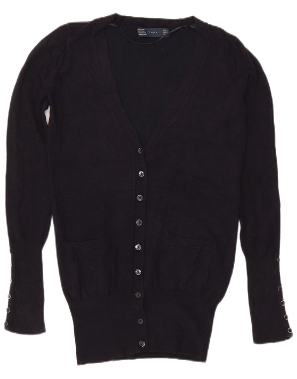 Zara Damen-Cardigan-Pullover UK 10 Small Navy Blue Rayon
