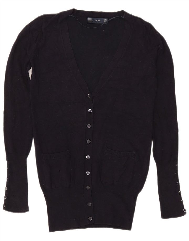 Zara Damen-Cardigan-Pullover UK 10 Small Navy Blue Rayon