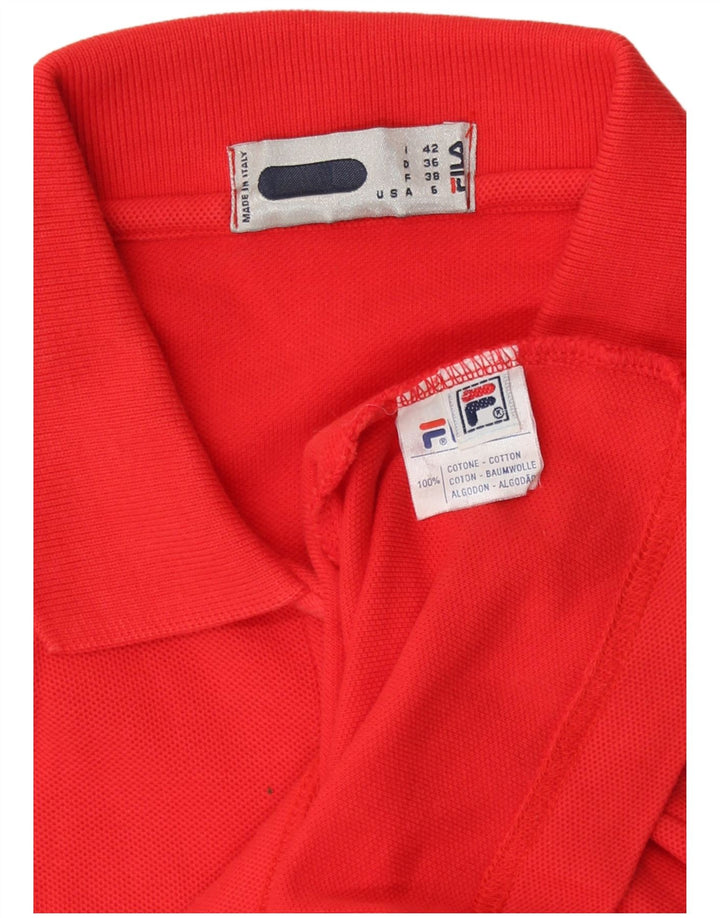 Fila Damen Ärmelloses Poloshirt IT 42 Mittelrote Baumwolle