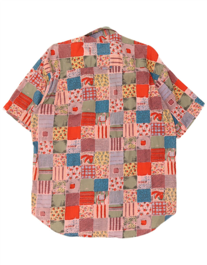 Vintage Herren Kurzarmhemd XL Mehrfarbig Patchwork Baumwolle