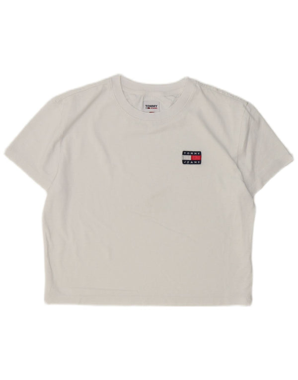Tommy Hilfiger Damen Crop T-Shirt Top UK 10 Small Weiß