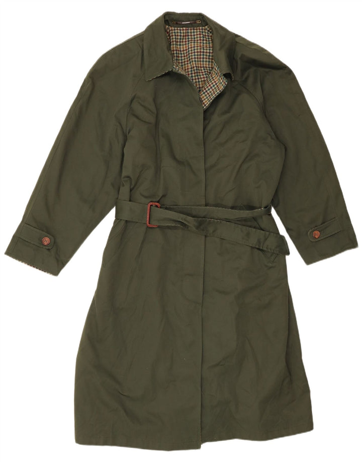 Vintage Damen Wende-Trenchcoat IT 46 Großes grün kariertes Polyester