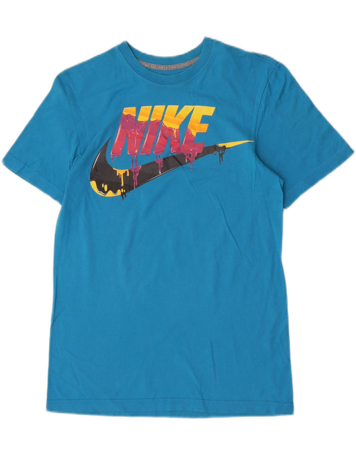 Nike Herren-T-Shirt mit normaler Passform, Grafik, Größe S, Blau, Baumwolle