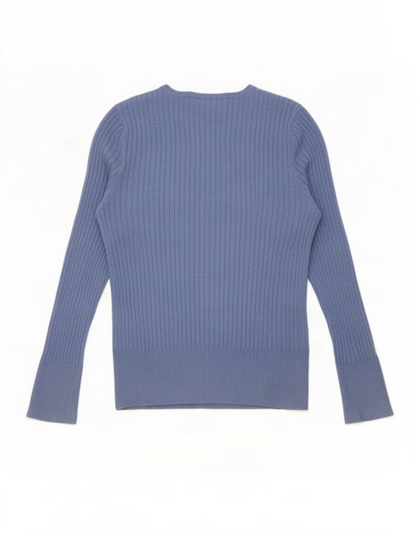 Marks & Spencer Damen Regular Top Langarm UK 12 Mittelblaue Viskose