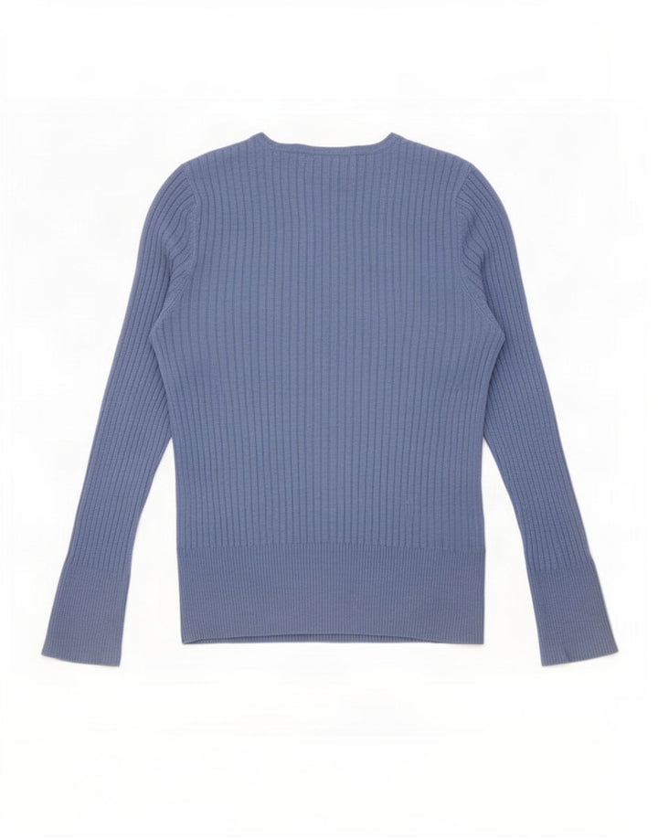 Marks & Spencer Damen Regular Top Langarm UK 12 Mittelblaue Viskose