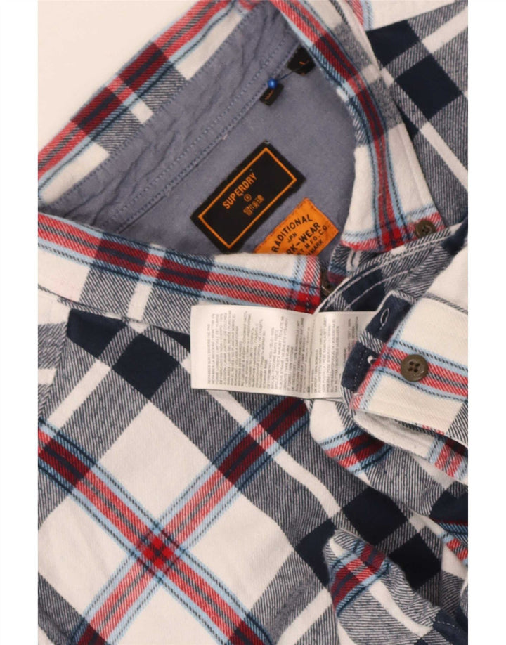 Superdry Herren-Flanellhemd, groß, marineblau, kariert, Baumwolle