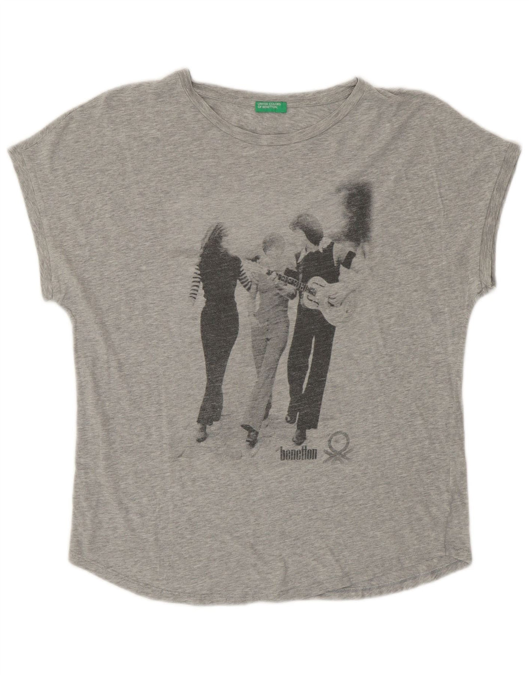 UNITED COLORS OF BENETTON Damen-T-Shirt mit Grafik, UK 14, Mittelgrau