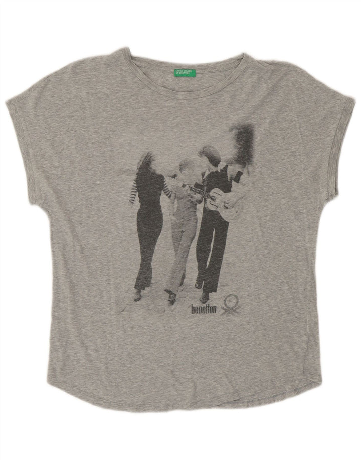UNITED COLORS OF BENETTON Damen-T-Shirt mit Grafik, UK 14, Mittelgrau