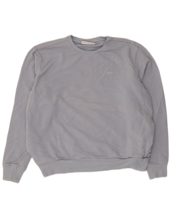 Fila Damen Sweatshirt Pullover UK 16 Large Blaue Baumwolle