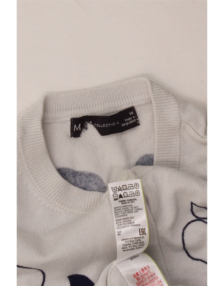 MARKS & SPENCER Womens Crop Cardigan Sweater UK 14 Large Grey Vintage Marks & Spencer and Second-Hand Marks & Spencer from Messina Hembry 