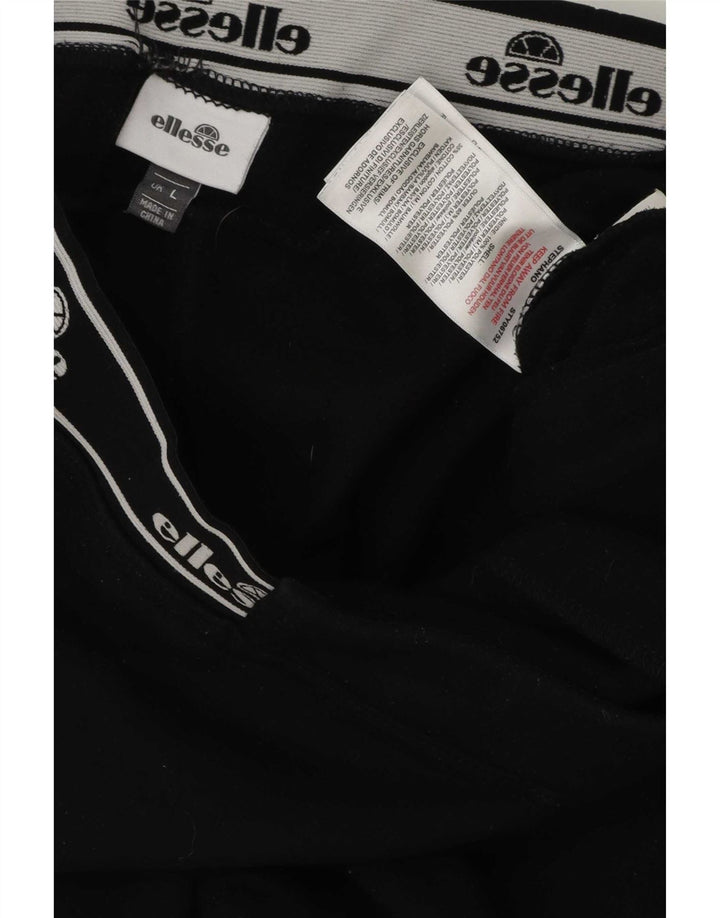 Ellesse Herren-Trainingshose mit Grafik, groß, aus schwarzer Baumwolle