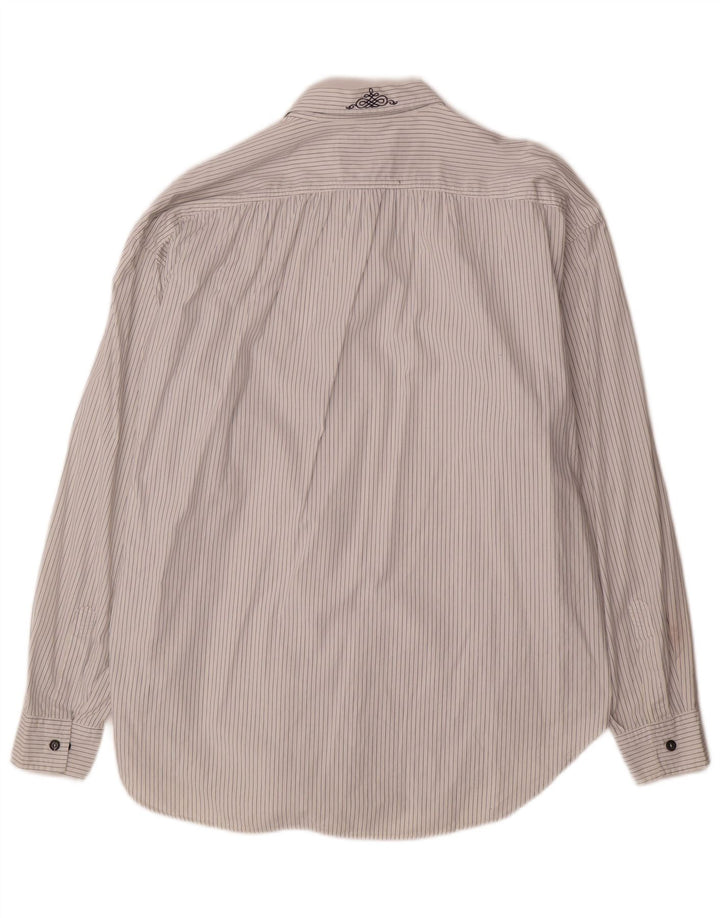 VINTAGE Herrenhemd XL Weiße Nadelstreifen-Baumwolle