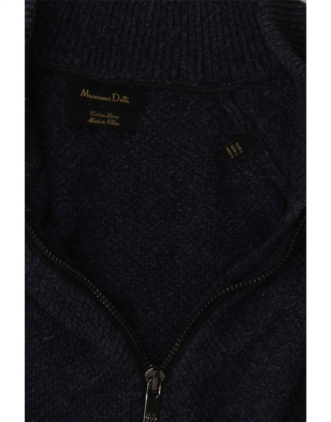 Massimo Dutti Herren-Strickjacke, groß, marineblaue Baumwolle