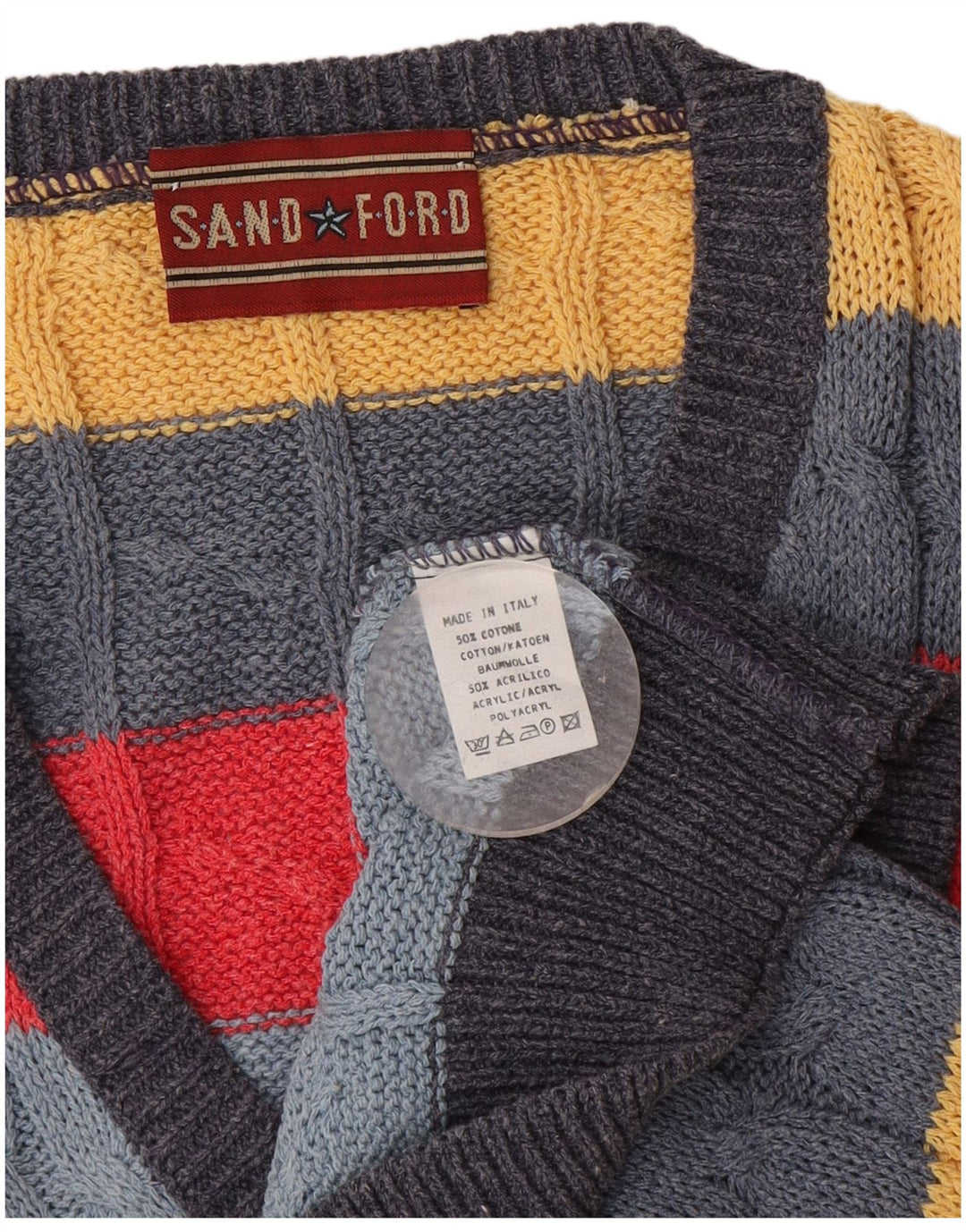 Vintage Herren Weste Tank Top Große mehrfarbig gestreifte Baumwolle