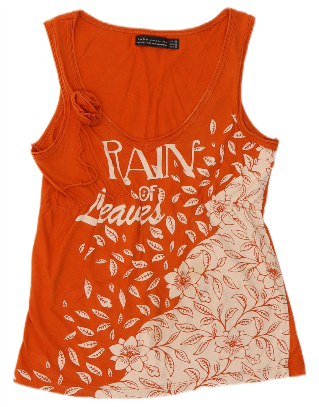 Zara Damen Grafik-Trägershirt UK 12 Mittelorange geblümt