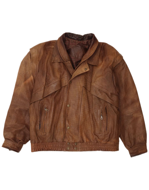 Vintage Herren Lederjacke UK 44 2XL Braunes Leder