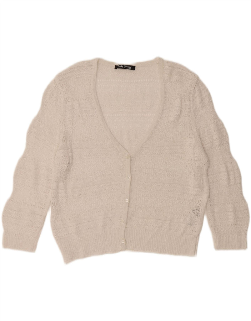 BETTY BARCLAY Womens See Through Cardigan Sweater UK 16 Large  White Vintage Betty Barclay and Second-Hand Betty Barclay from Messina Hembry 