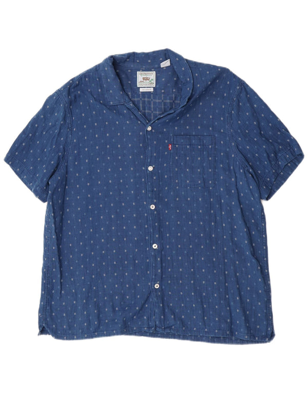 Levi's Herren Relaxed Short Sleeve Shirt XL Blau gepunktete Baumwolle