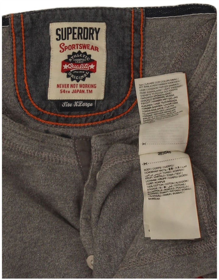Superdry Herren-Oberteil, langärmelig, XL, graue Baumwolle