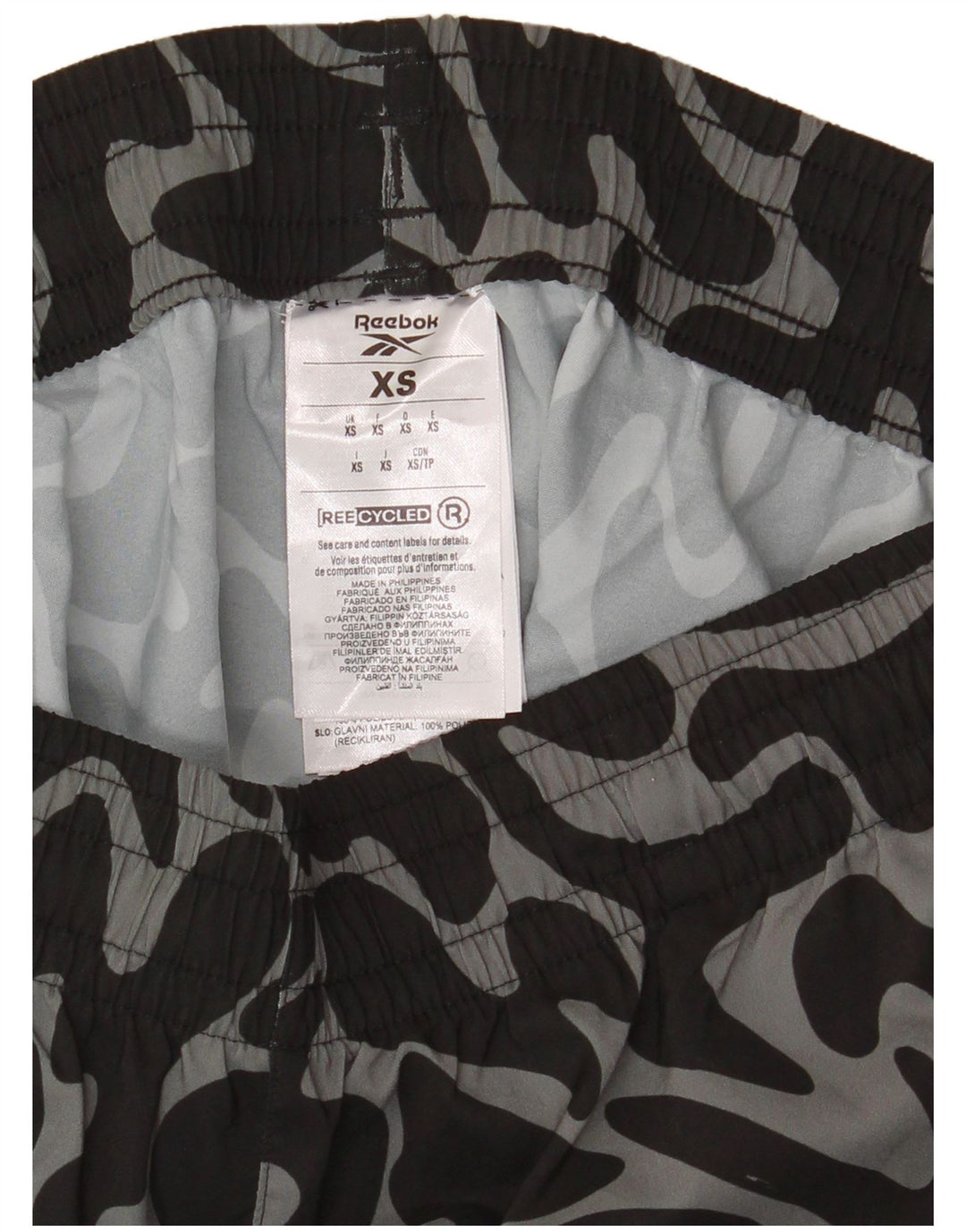 Reebok Herren Sport Shorts XS Schwarz Camouflage Polyester