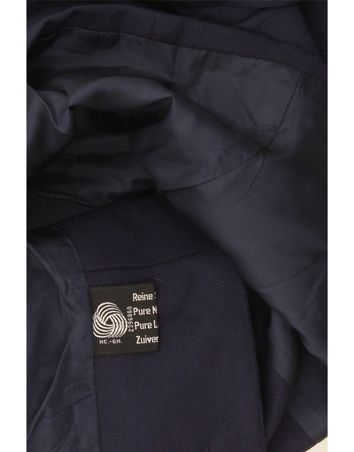 Vintage Damen Crop 4-Knopf-Blazerjacke UK 10 Kleine marineblaue Wolle