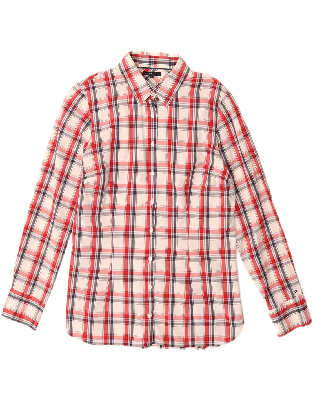 Tommy Hilfiger Damen-Hemd, US 12, groß, rot kariert, Baumwolle