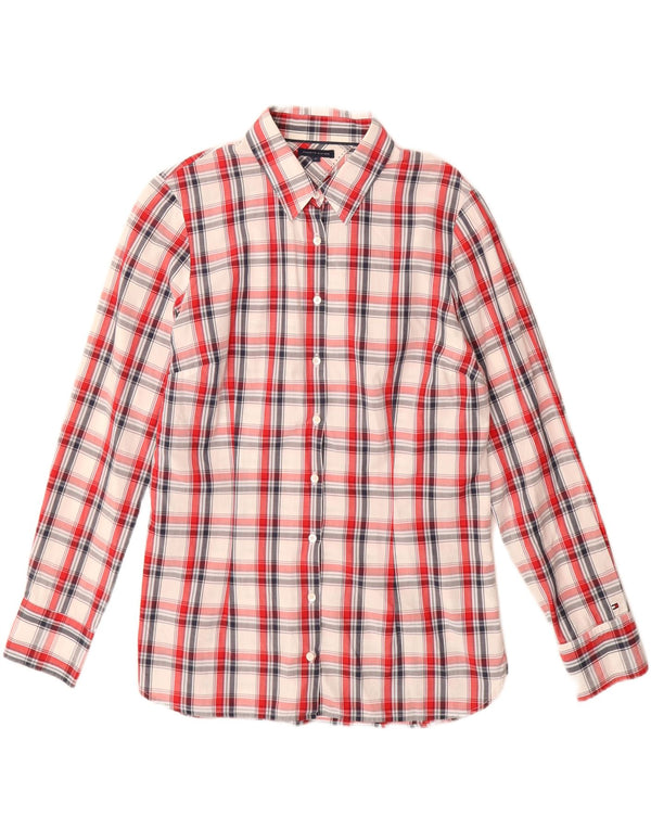 Tommy Hilfiger Womens Shirt US 12 Large Red Check Cotton