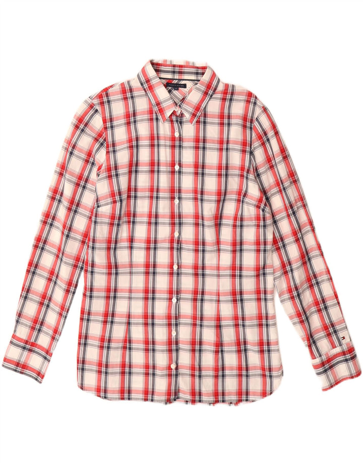 Tommy Hilfiger Damen-Hemd, US 12, groß, rot kariert, Baumwolle