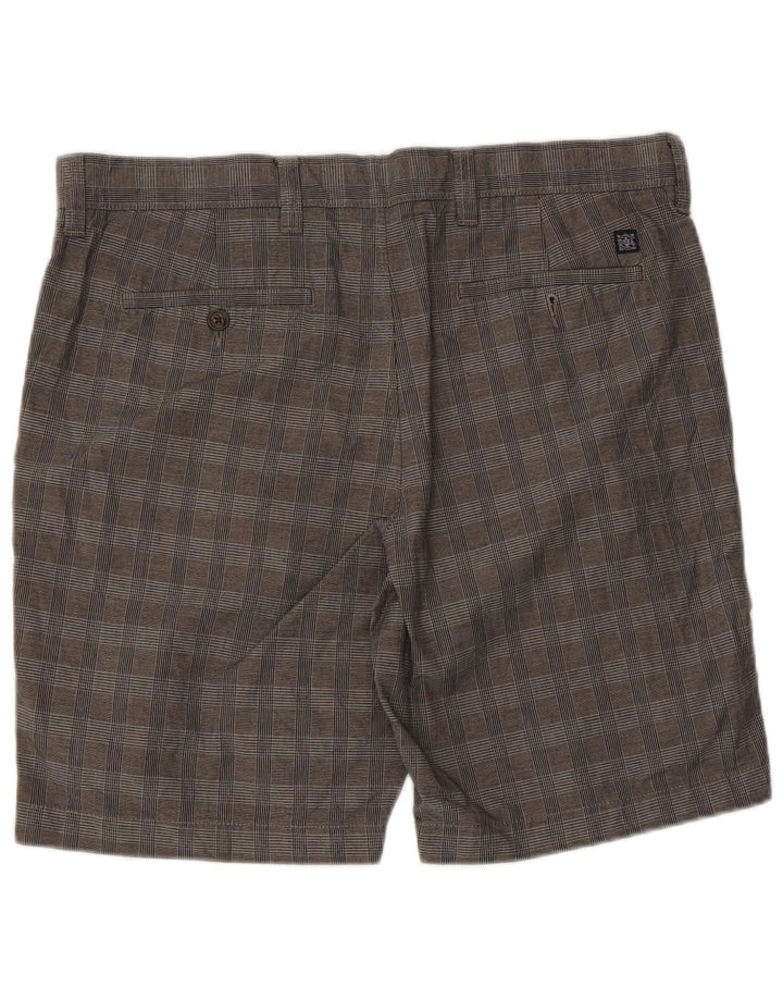 Marks & Spencer Herren-Chinoshorts W36, große grau karierte Baumwolle