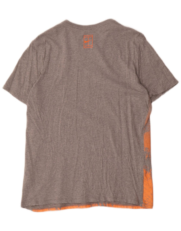 Nike Herren Athletic Cut Graphic T-Shirt-Oberteil, großes graues Farbblock-Baumwollshirt