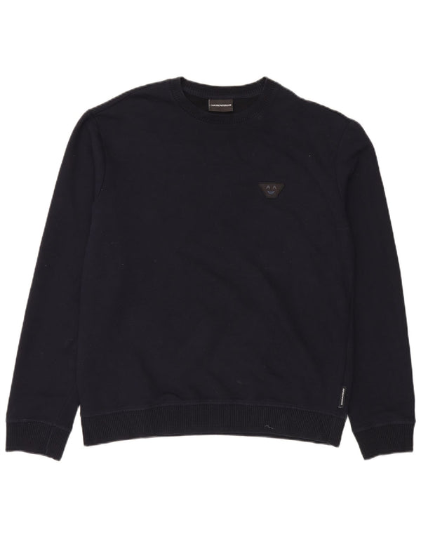 Emporio Armani Damen Sweatshirt Pullover UK 18 XL Marineblau Baumwolle