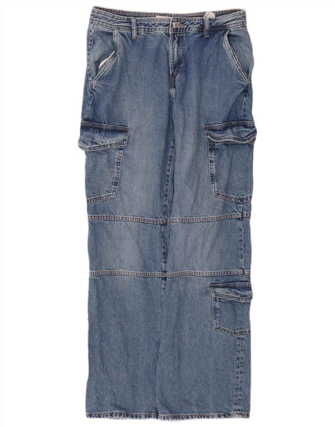 Zara Damen Cargo Straight Jeans EU 40 Medium W30 L31 Blaue Baumwolle