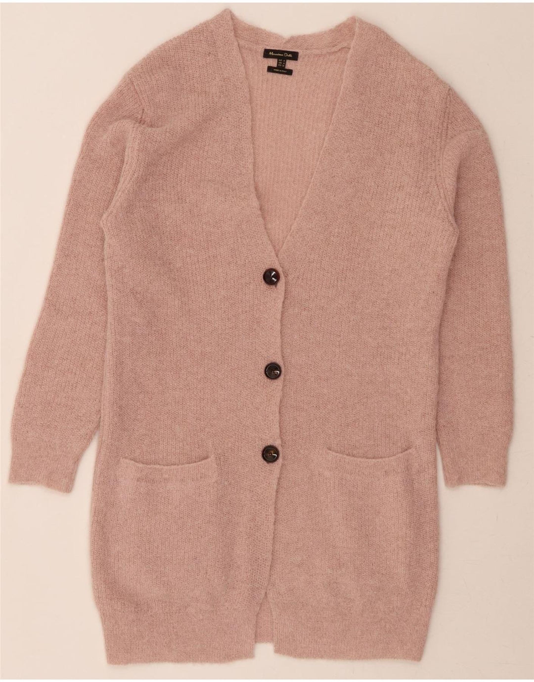 MASSIMO DUTTI Womens Longline Cardigan Sweater UK 14 Medium Pink Vintage Massimo Dutti and Second-Hand Massimo Dutti from Messina Hembry 