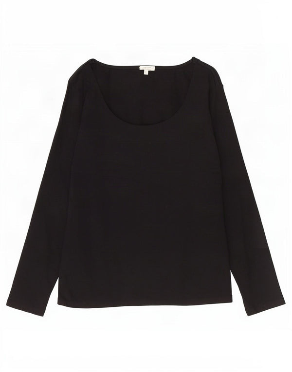 Jigsaw Damen Top Langarm UK 10 Small Schwarz Baumwolle