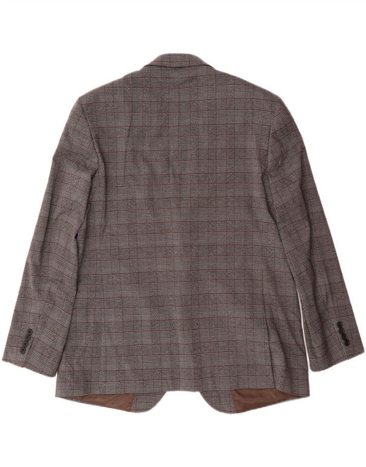 Marks & Spencer Herren-Blazer mit 2 Knöpfen, UK 46 3XL, grau kariertes Polyester