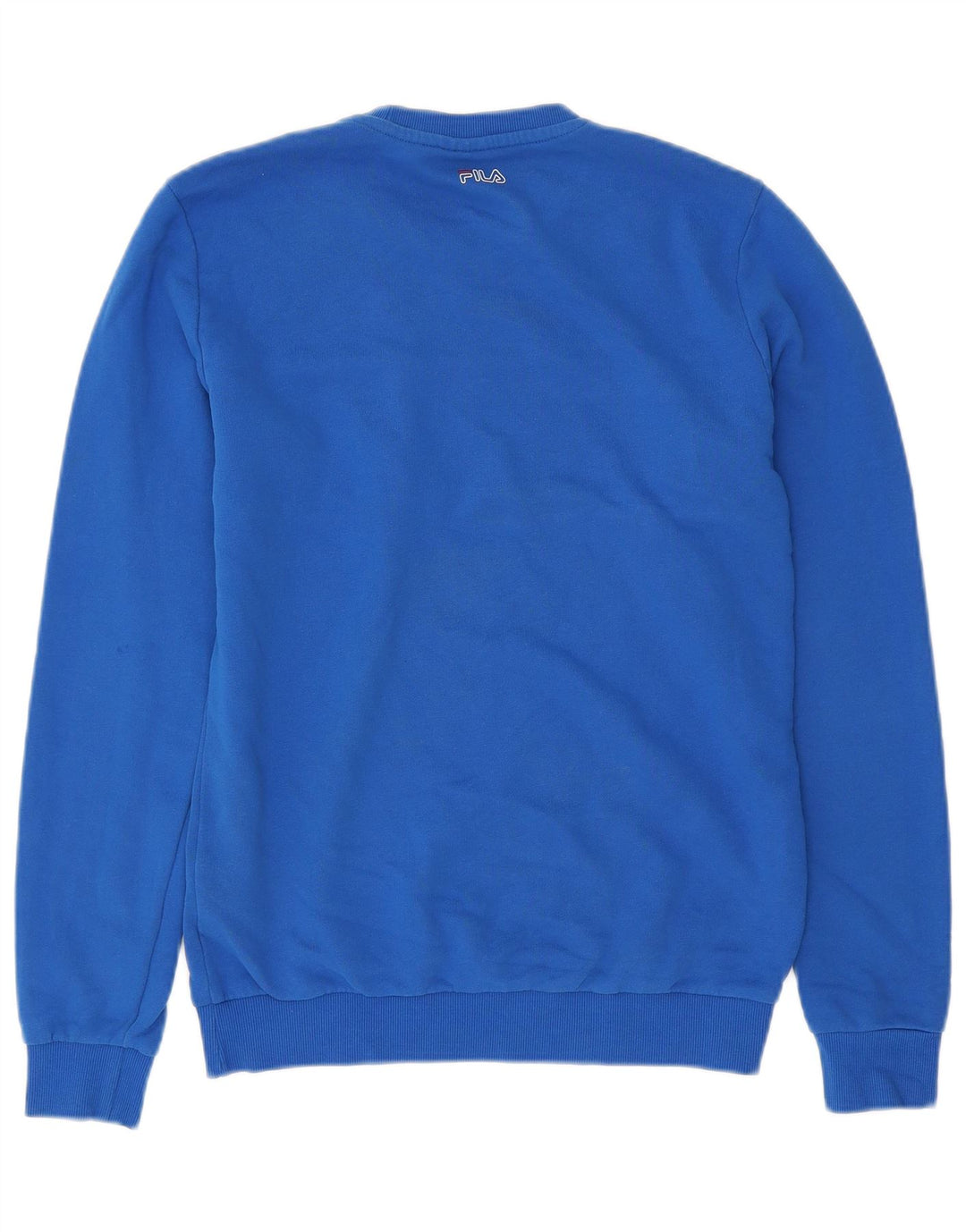 FILA Grafischer Herren-Sweatshirt-Pullover aus mittelblauer Colourblock-Baumwolle