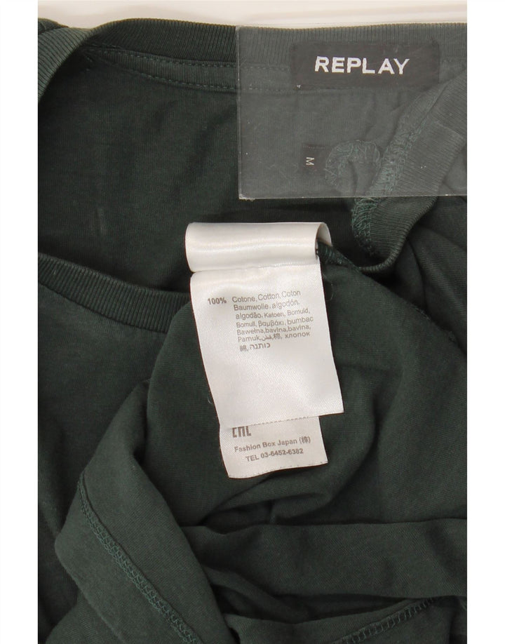 Replay Herren-T-Shirt-Oberteil aus mittelgrüner Baumwolle