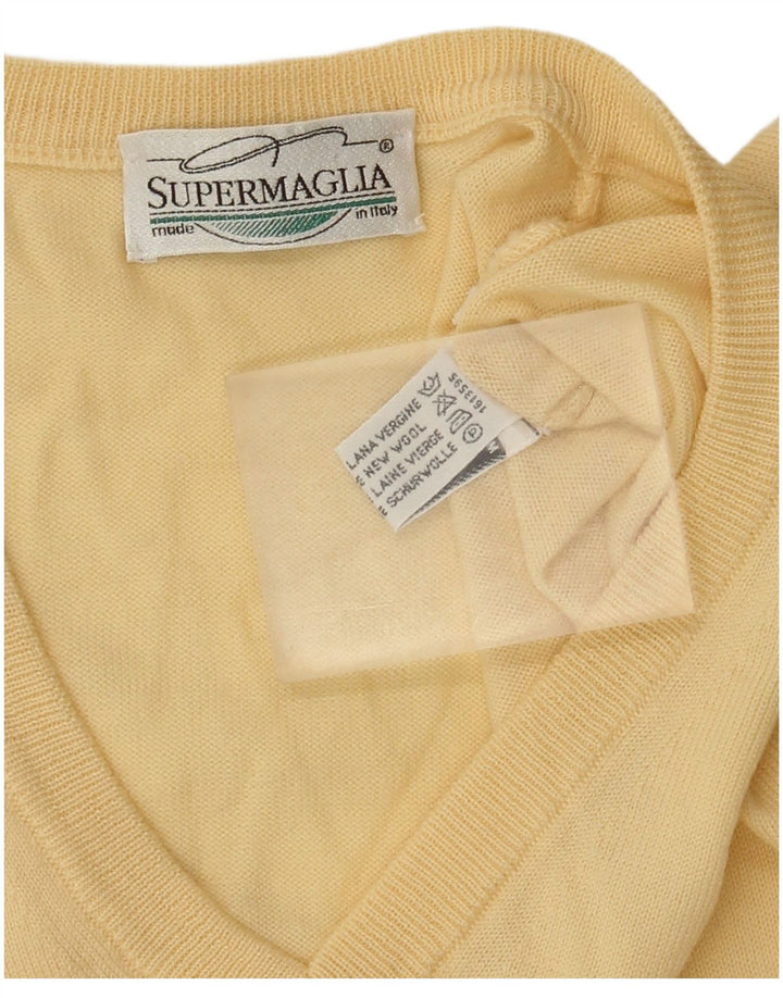 Supermaglia Herren-Pullover mit V-Ausschnitt aus mittelgelber Wolle