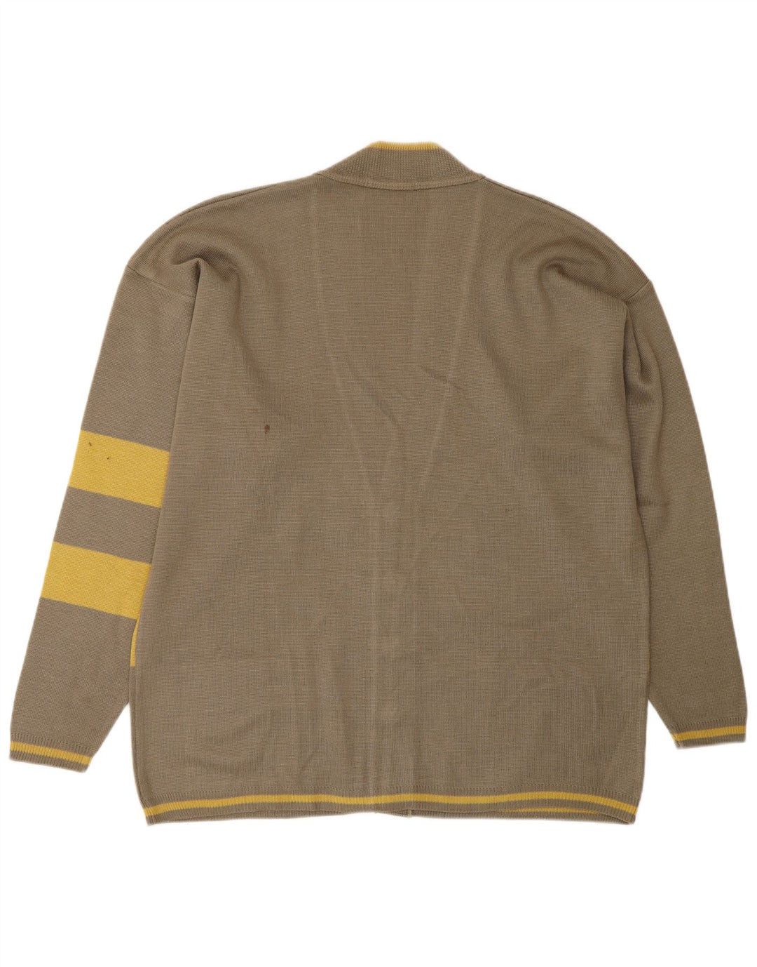 VINTAGE Herren-Strickjacke mit lockerer Passform, großes grün gestreiftes Polyamid