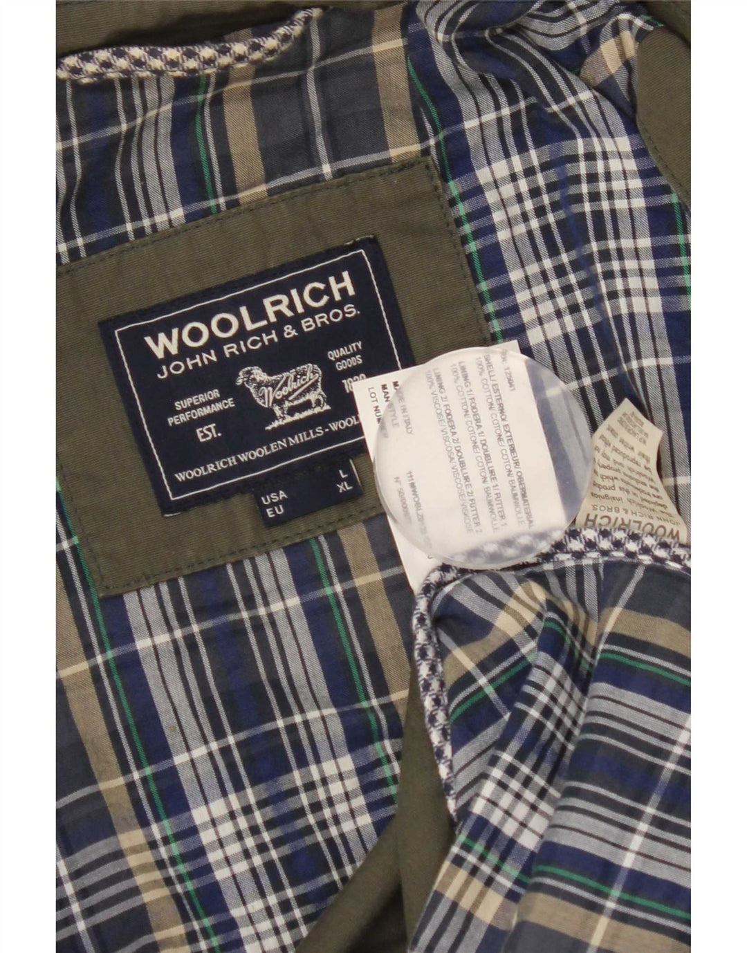 Woolrich Herren-Utility-Jacke UK 40 Large aus grüner Baumwolle