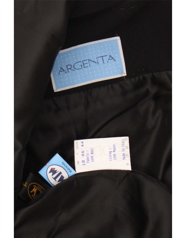 Vintage Damen 3-Knopf-Blazerjacke UK 18 XL Schwarze Wolle