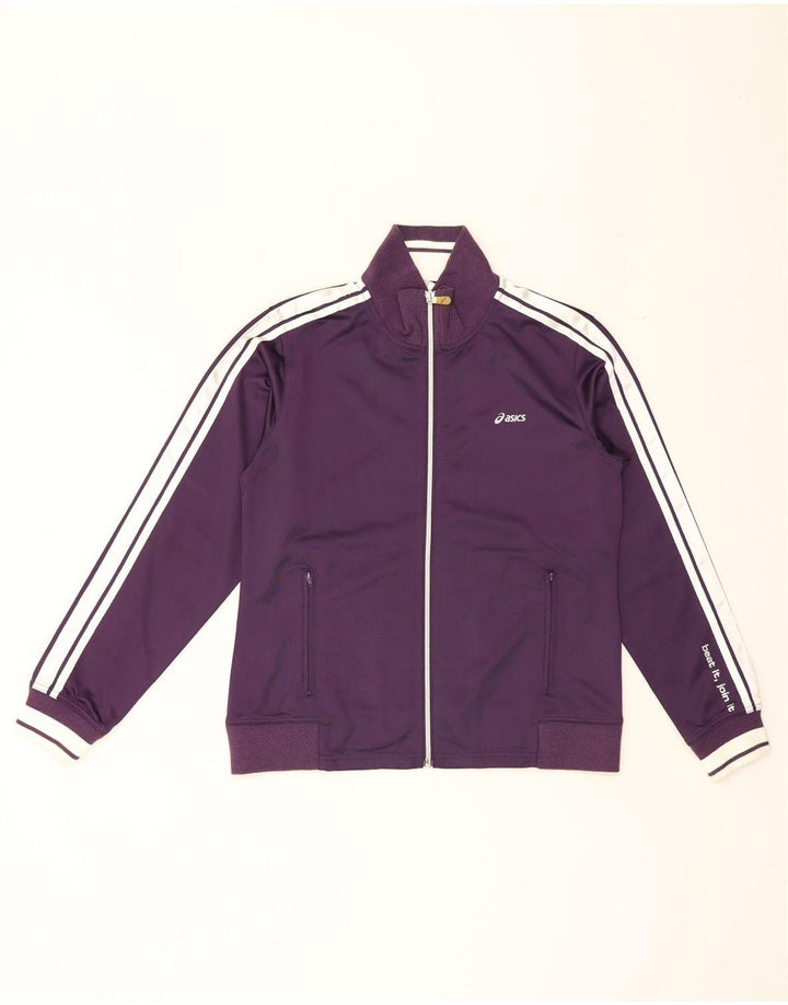 Asics Damen-Trainingsanzug-Top-Jacke UK 14 Large Lila Colourblock Polyester