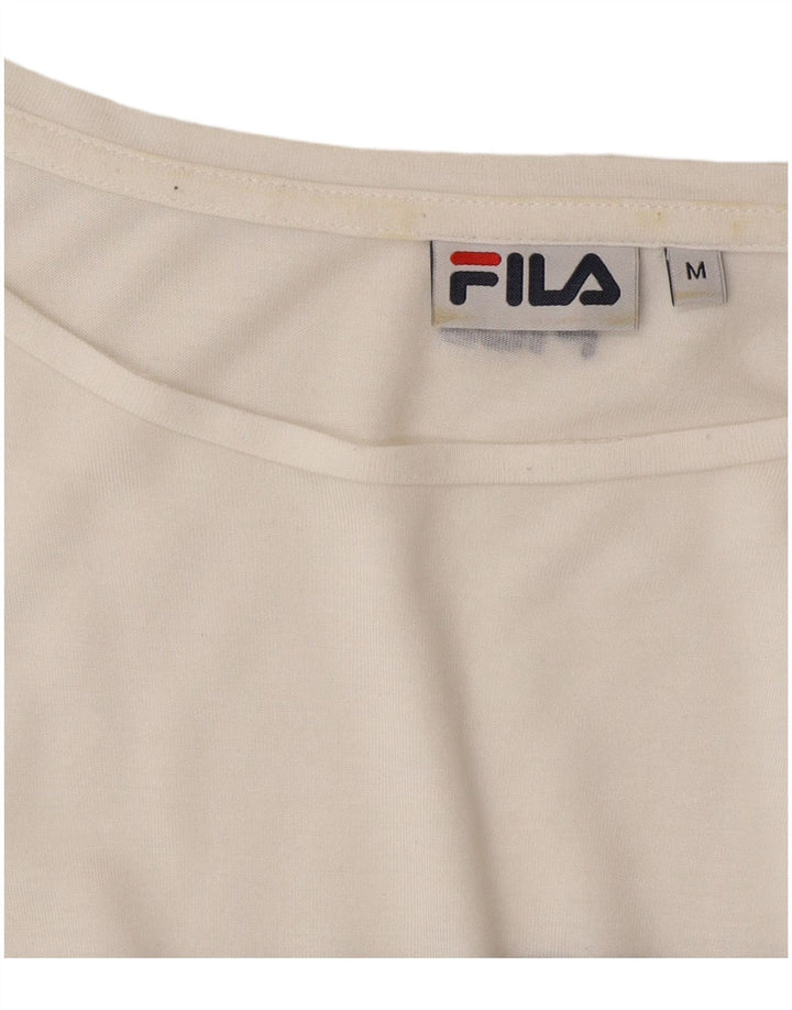Fila Damen Übergroßes T-Shirt-Oberteil UK 14 Mittelweiß gestreift