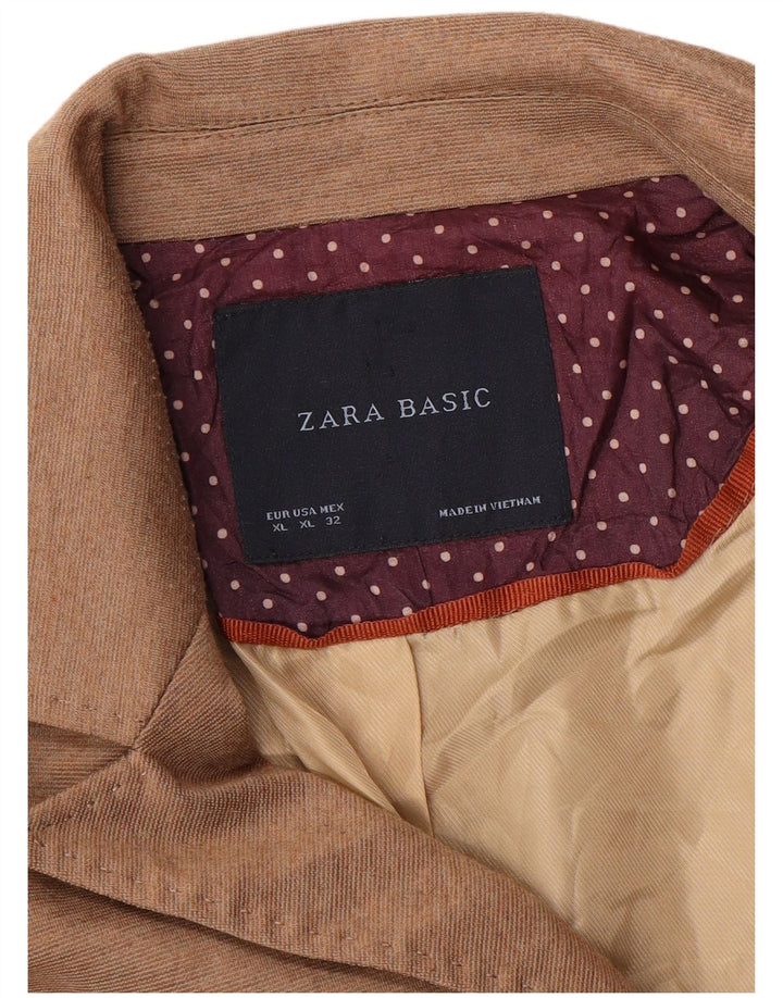 Zara Damen 1-Knopf-Blazerjacke UK 18 XL Beige