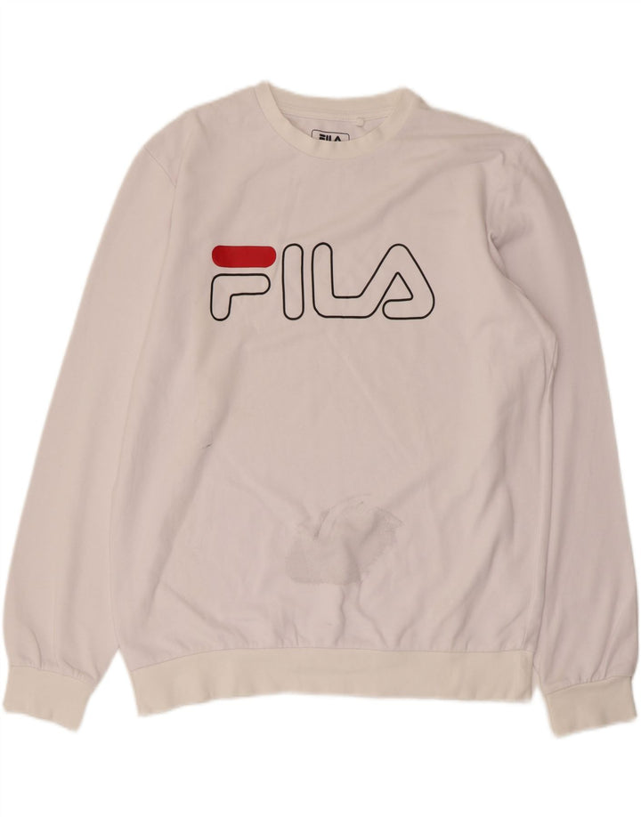 FILA Herren-Sweatshirt mit Grafik, groß, aus weißer Baumwolle
