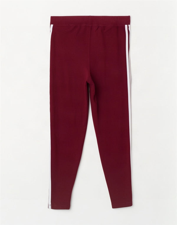 Adidas Damen Leggings UK 16 Large Burgund Baumwolle