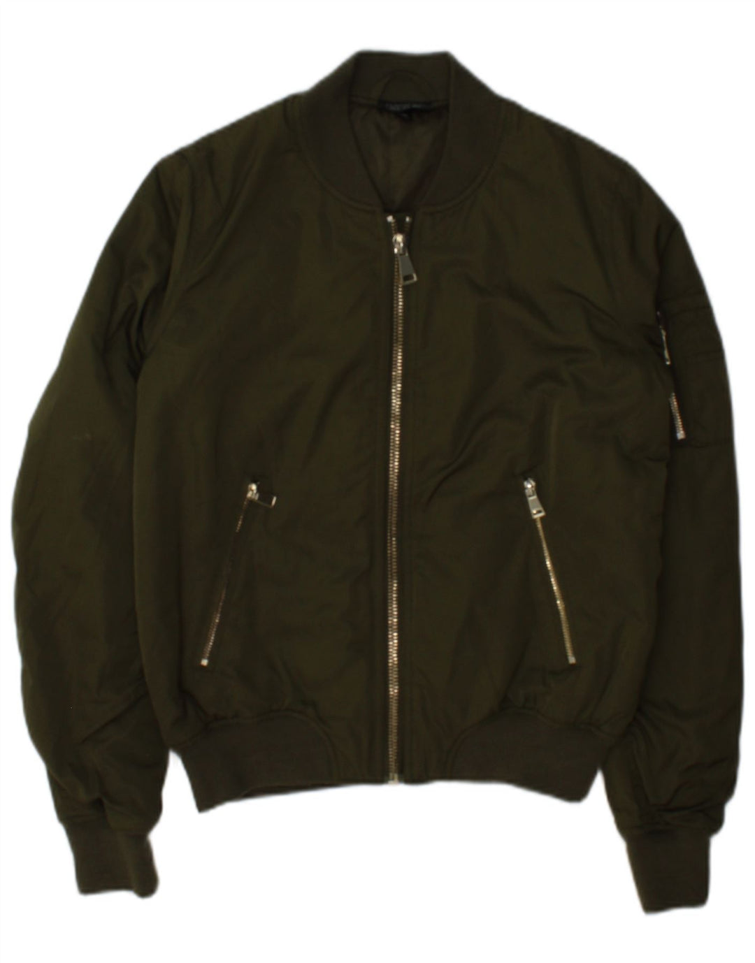 Topshop Damen Bomberjacke UK 8 Small Khaki Polyester